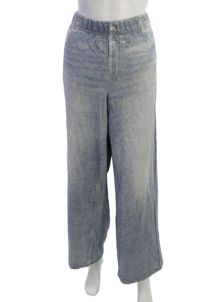 Ecru Women Wide Leg Light Blue Jeans Size L