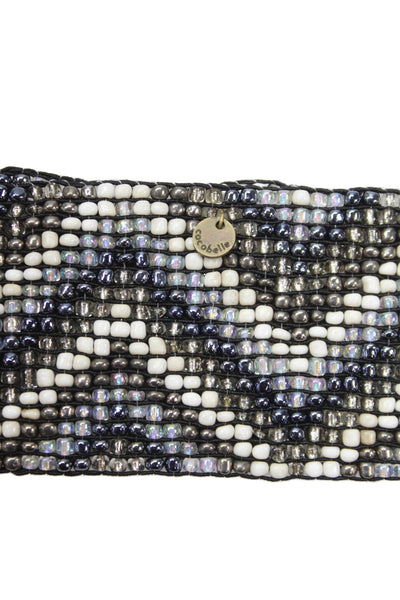 Cocobelle Womens Chevron Beaded Wide Width Stretch Belt Multi One Size