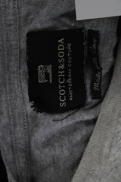 Scotch & Soda Mens V-Neck Gray Cotton Blend Sweater Button Long Sleeve Size XL