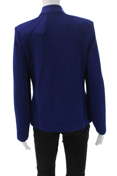 St. John Collection Unisex Full Zip Blue Viscose Sweater Mock Neck Size 6