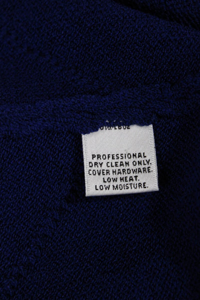 St. John Collection Unisex Full Zip Blue Viscose Sweater Mock Neck Size 6