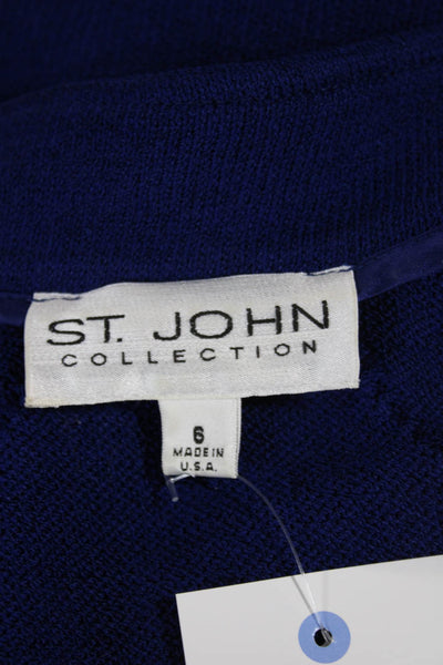 St. John Collection Unisex Full Zip Blue Viscose Sweater Mock Neck Size 6