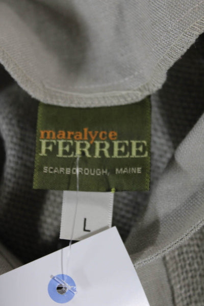 Maralyce Ferree Womens Beige Floral Button Mock Neck Polyester Jacket Size L