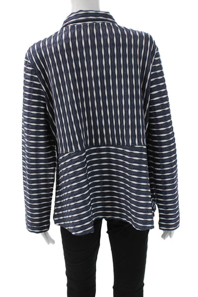 Habitat Womens Striped Dark Blue Collared Button Long Sleeve Jacket Size L