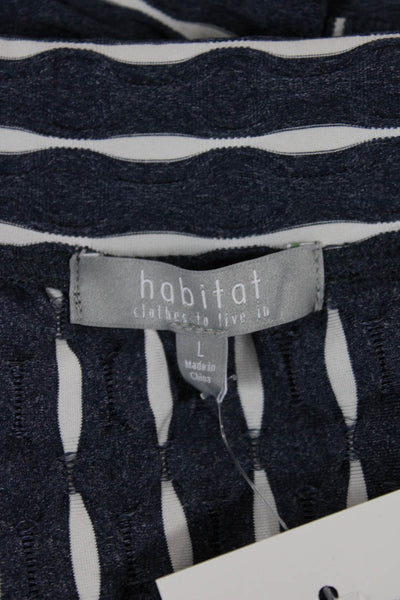 Habitat Womens Striped Dark Blue Collared Button Long Sleeve Jacket Size L