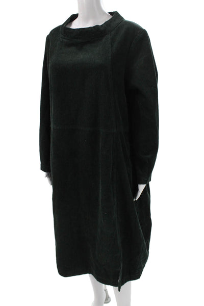 Poetry Women Green Mock Neck Shift Dress Long Sleeve Knee Length Size 12