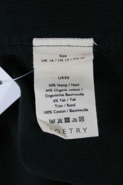 Poetry Women Green Mock Neck Shift Dress Long Sleeve Knee Length Size 12