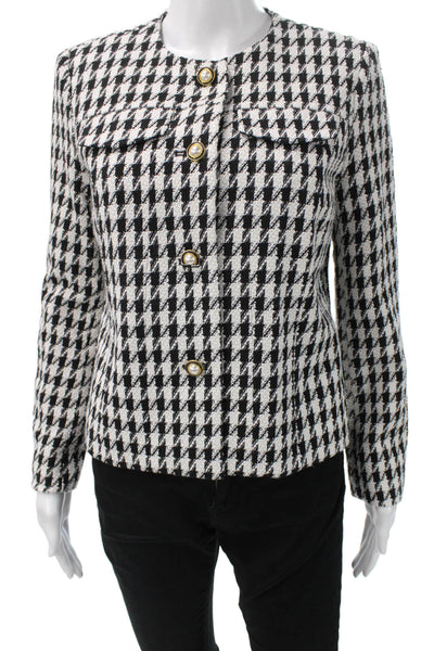 Nanette Nanette Lepore Women Black Checked Blazer Button Classic Size XS
