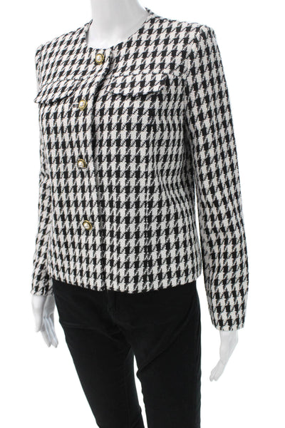 Nanette Nanette Lepore Women Black Checked Blazer Button Classic Size XS