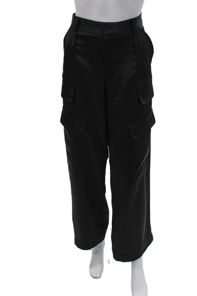 Noli Unisex Cargo Dress Pants Black 100% Polyester Hook & Eye Inseam 32 Size 2