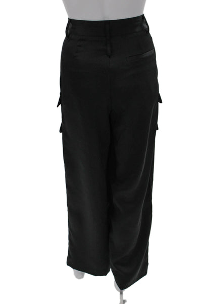 Noli Unisex Cargo Dress Pants Black 100% Polyester Hook & Eye Inseam 32 Size 2