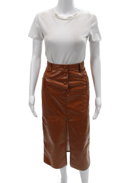MSGM Womens Straight Pencil Skirt Brown Midi Polyester Size 38