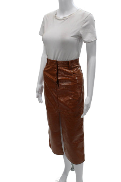 MSGM Womens Straight Pencil Skirt Brown Midi Polyester Size 38