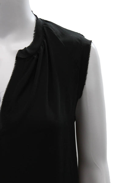Krisa Women Sleeveless Black Polyester Solid Blouse Size XS