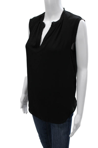 Krisa Women Sleeveless Black Polyester Solid Blouse Size XS