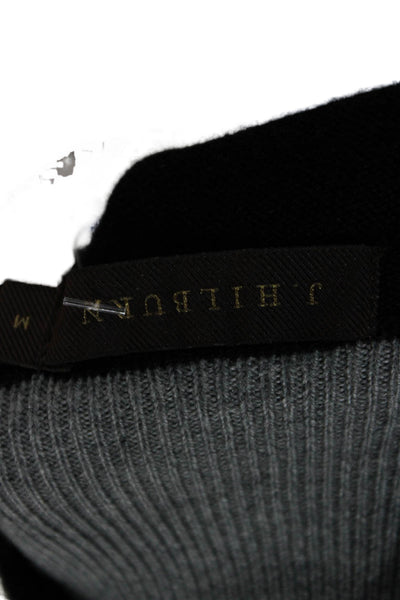 J. Hilburn Mens Black Silk Cashmere Mock Neck Zip Pullover Sweater Size M