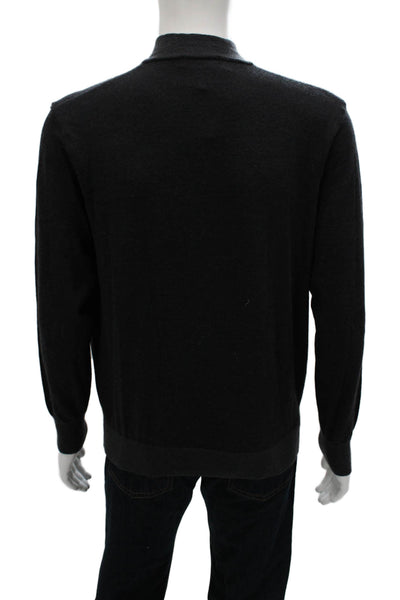 J. Hilburn Mens Wool Cashmere Mock Neck Zip Pullover Black Size L