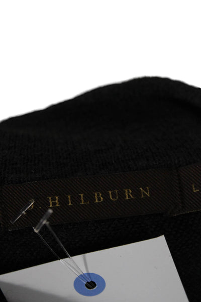 J. Hilburn Mens Wool Cashmere Mock Neck Zip Pullover Black Size L