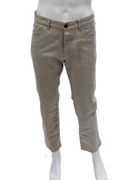 Theory Mens Cropped Chino Pants Beige Button Inseam 32 Size 34