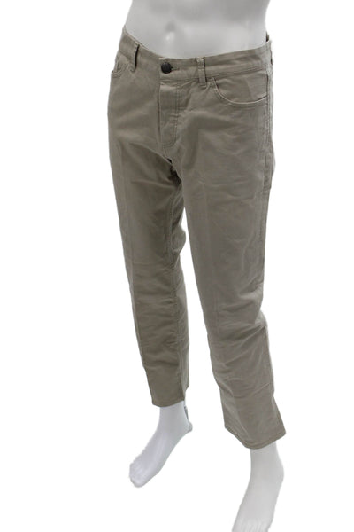 Theory Mens Cropped Chino Pants Beige Button Inseam 32 Size 34
