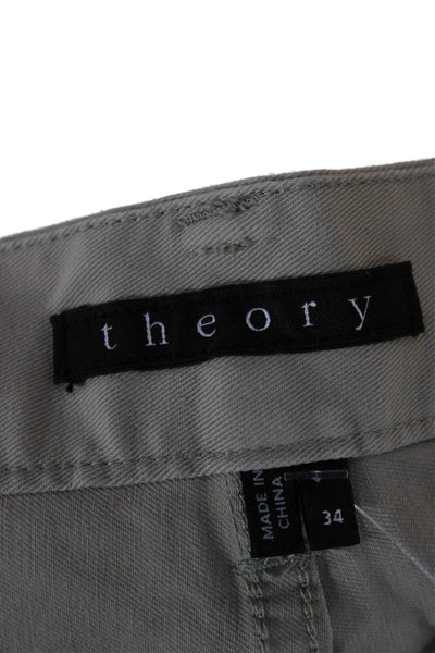 Theory Mens Cropped Chino Pants Beige Button Inseam 32 Size 34