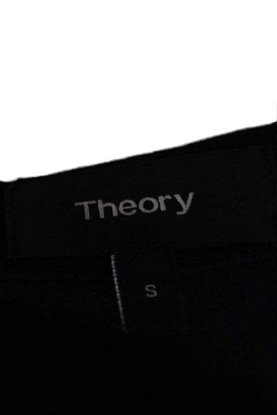 Theory Women Black Viscose Long Sleeve Round Neck Drawstring Top Size S