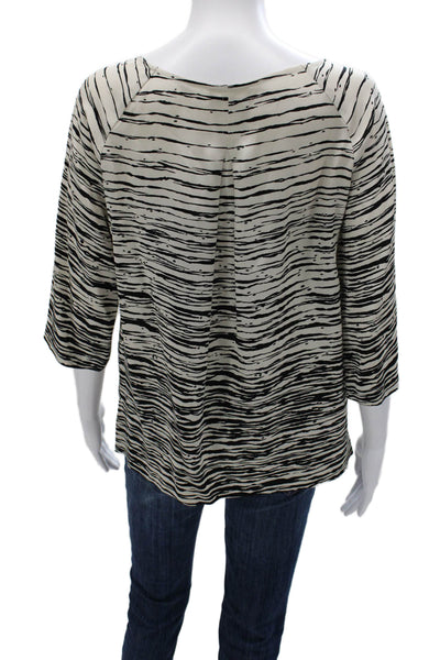 Vince Womens Silk Zebra Blouse 3/4 Sleeve Round Neck Petite Size S