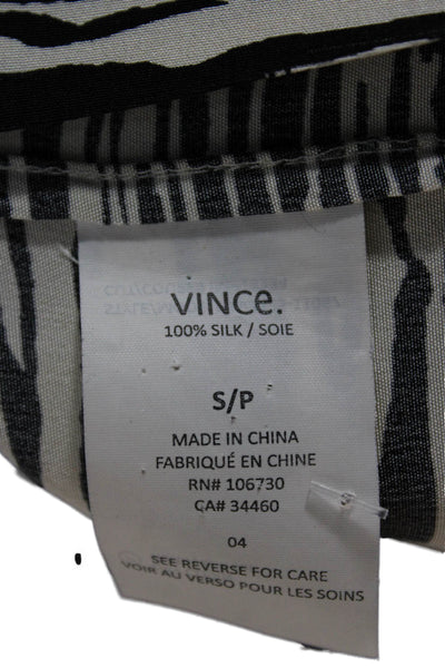 Vince Womens Silk Zebra Blouse 3/4 Sleeve Round Neck Petite Size S