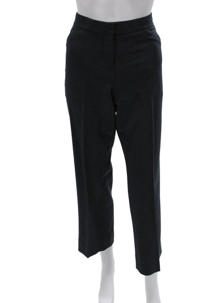 Theory Womens Ankle Dress Pants Black Button Front Wool Blend Size 8
