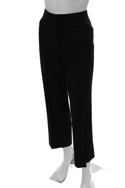 Theory Womens Ankle Dress Pants Black Button Front Wool Blend Size 8