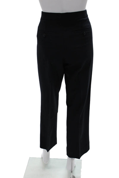Theory Womens Ankle Dress Pants Black Button Front Wool Blend Size 8