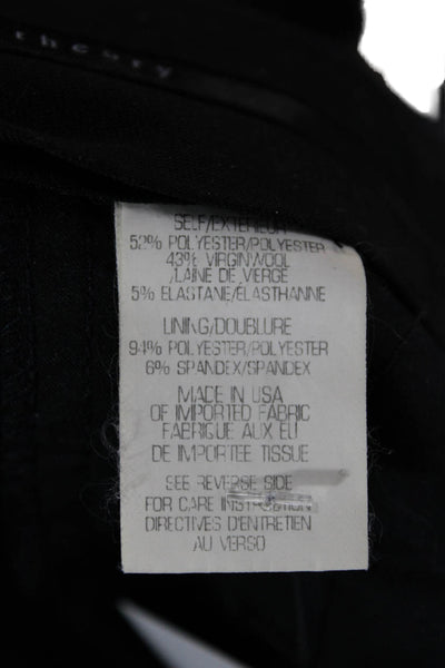 Theory Womens Ankle Dress Pants Black Button Front Wool Blend Size 8