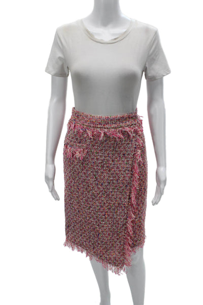 Milly Womens Wrap Skirt Pink Knee Length Size 10