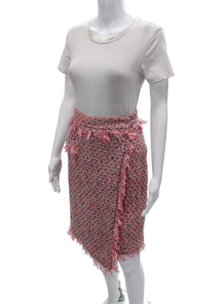 Milly Womens Wrap Skirt Pink Knee Length Size 10