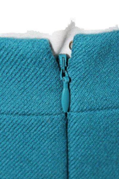 J Crew Womens Straight Pencil Skirt Blue Wool Knee Length Size 8