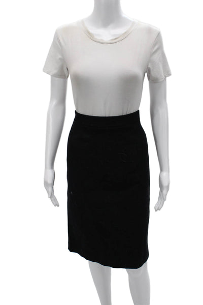 J Crew Womens Straight Pencil Skirt Black Wool Knee Length Size 8 Tall