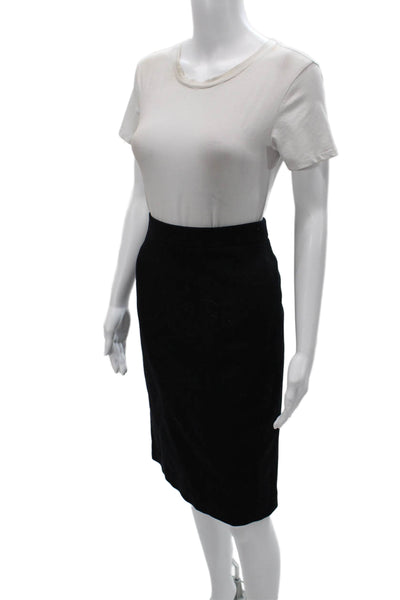 J Crew Womens Straight Pencil Skirt Black Wool Knee Length Size 8 Tall