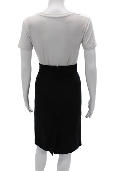 J Crew Womens Straight Pencil Skirt Black Wool Knee Length Size 8 Tall