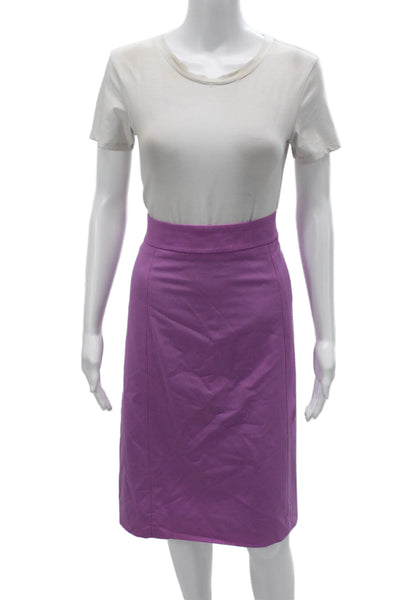 J Crew Womens Purple Pencil Skirt Wool Blend Knee Length Size 12