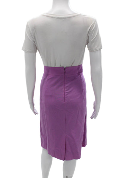 J Crew Womens Purple Pencil Skirt Wool Blend Knee Length Size 12
