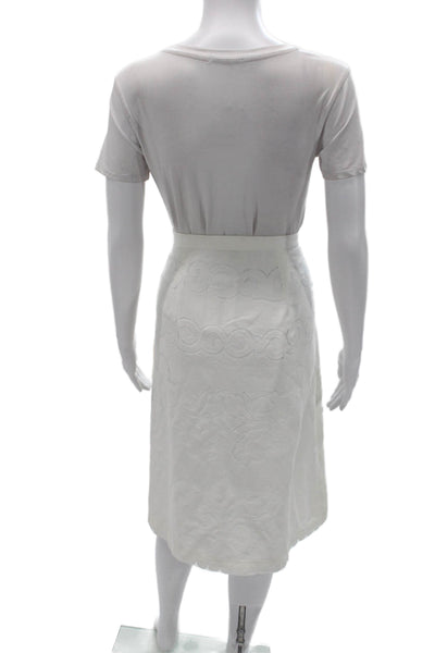 J Crew Womens White A-Line Skirt 100% Polyester Knee Length Size 10