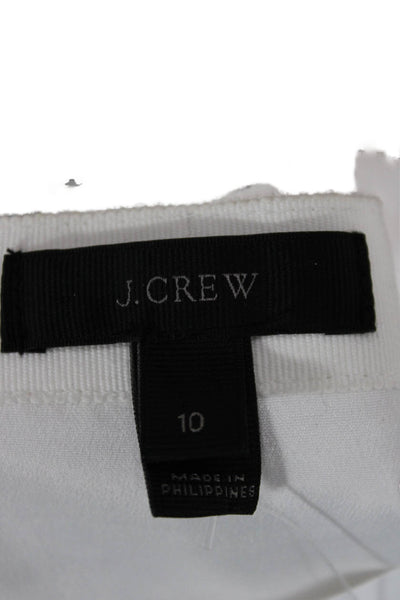 J Crew Womens White A-Line Skirt 100% Polyester Knee Length Size 10