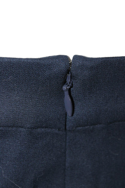 J Crew Womens Straight Pencil Knee Length Skirt Dark Blue Wool Tall Size 8