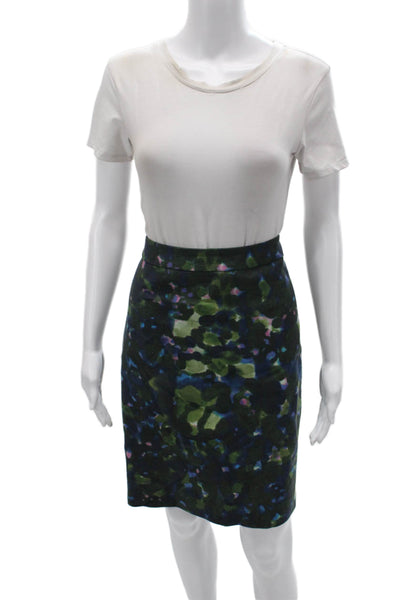 J Crew Women Pencil Skirt Dark Blue Camo Cotton Spandex Petite Size 8