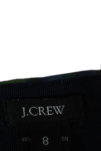 J Crew Women Pencil Skirt Dark Blue Camo Cotton Spandex Petite Size 8