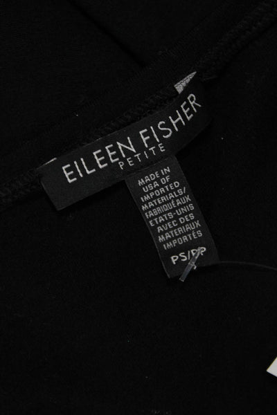 Eileen Fisher Womens Black Shift Dress V-Neck 3/4 Sleeve Tencel Size PS