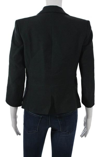 Maje Womens Black V Neck Designer Blazer 3/4 Sleeve Cotton Viscose Size 36
