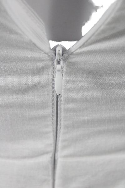 Dissh Womens Jumpsuit White Linen Square Neck Sleeveless Inseam 27in Size 2