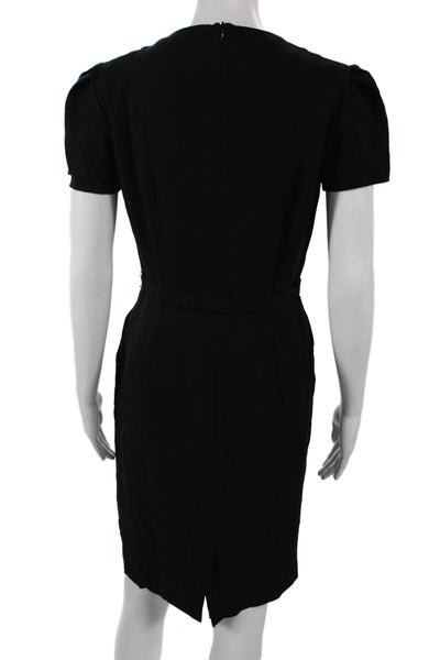 Gerard Darel Womens Sheath Dress Black Round Neck Knee Length Size 36