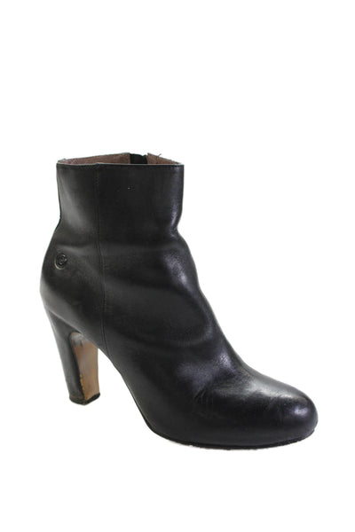 Bronx Womens Leather Block Heels Ankle Boots Shoes Black Size 9